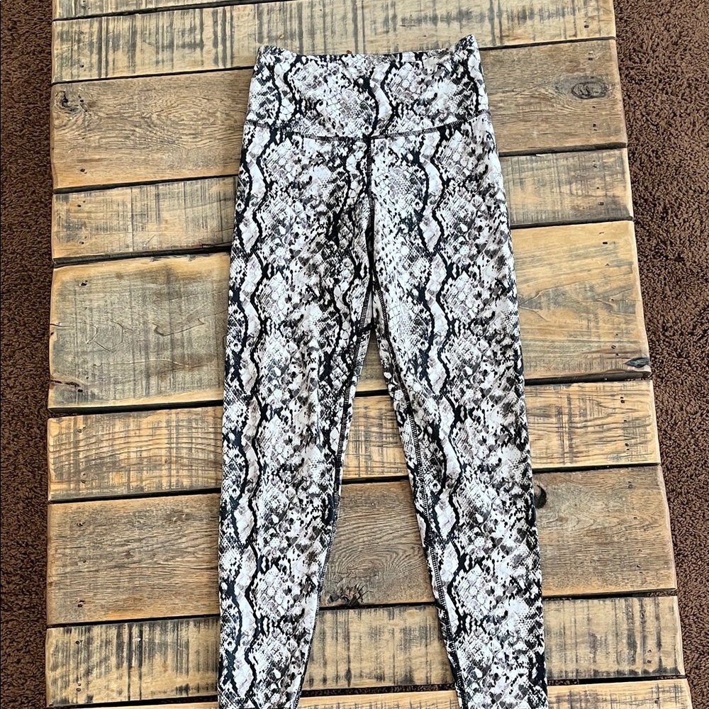 Fabletics Black and White Snake Print Leggings